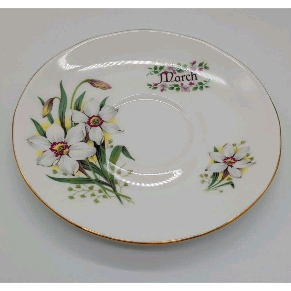 Duchess Bone China March Saucer With White Dafodil Flowers Replacement